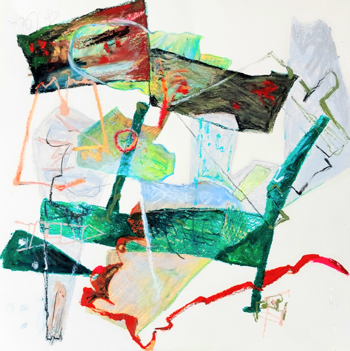 TRAVELING SERIES "Kovac 2" / Oilpastel on paper / 40 x 40 cm / 2025 15.7 x 15.7 inches