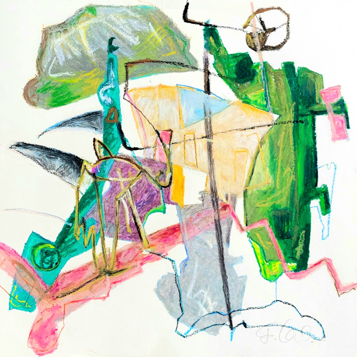 TRAVELING SERIES "Kovac 1" / Oilpastel on paper / 40 x 40 cm / 15.7 x 15.7 inches / 2025