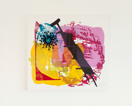 Original silkscreen on canvas, single work, 55 x 60 x 5 cm, 21.7 x 23.6 x 2 in., 2022