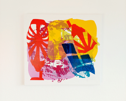 Original silkscreen on canvas, single work, 55 x 60 x 5 cm, 21.7 x 23.6 x 2 in., 2022