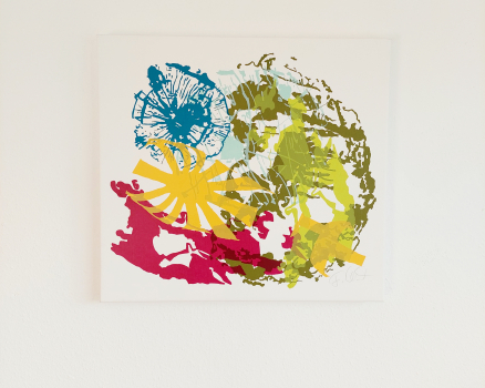 Original silkscreen on canvas, single work, 55 x 60 x 5 cm, 21.7 x 23.6 x 2 in., 2022