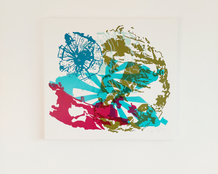 Original silkscreen on canvas, single work, 55 x 60 x 5 cm, 21.7 x 23.6 x 2 in., 2022