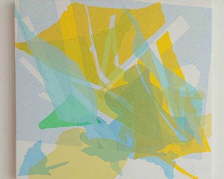 Silkscreen Ink on canvas, 55 x 60 x 5 cm, 21.7 x 23.6 x 2 in., 2024