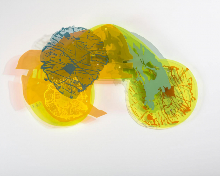 Plexiglass, manual silkscreen, 5 pieces mounted, 52 x 90 x 11 cm, 20, 5 x 35, 4 x 4, 3 in., 2014