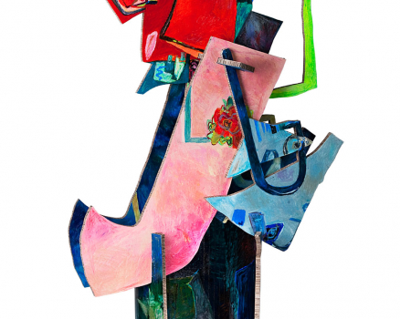 Cardboard, oilpastel, lacquered, 9 pieces mounted, 208 x 110 x 57 cm, 82 x 43.3 x 22.4 in., 2011