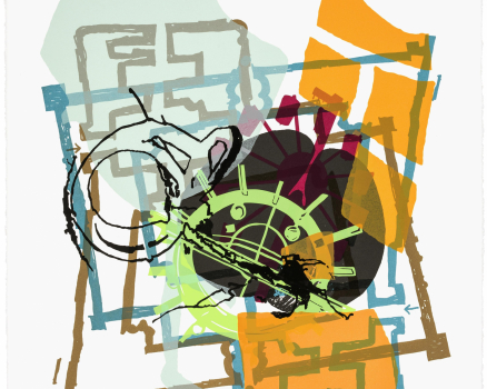 Silkscreen ink on Buetten, single work, 100 x 70 cm, 39 x 28 in., 2015