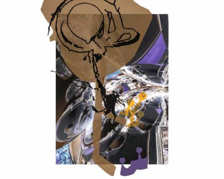 Silkscreen ink on Buetten, single work on digital photo collage, 100 x 70 cm, 39 x 28 in., 2015