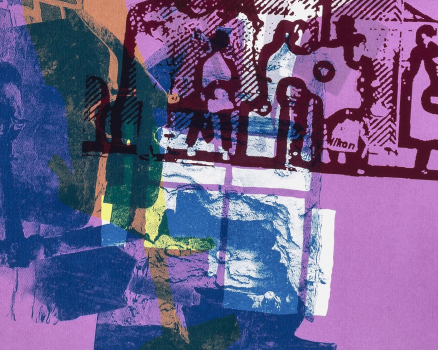 Silkscreen ink on Buetten, single work on digital photo collage, 100 x 70 cm, 39 x 28 in., 2015