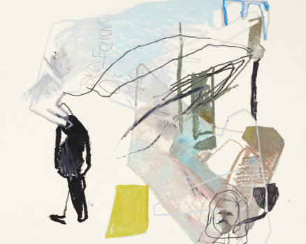 This work was created during a working trip in Berlin, on a cool cloudy day, when I withdrew to the peace and quiet of a museum. The various impressions in my artwork appear like symbols from another world; the creative process, my perception and imagination seem like a shelter, a pause, a refuge away from the busy world.