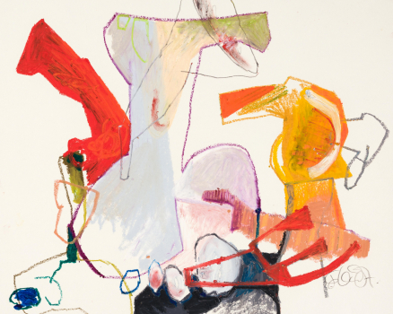 When I painted this I found myself thinking “If I had to paint enthusiasm, what would it look like?”
“What does it look like when something completely wonderful takes you by surprise?”
Part of it has to involve some degree of uncertainty that what you are experiencing is actually happening—like the sound of a brass instrument you can’t readily identify—so you hesitate before deciding what it actually is. At that point colors in the mind are pale, because they are unclear. Beyond that, however, almost as if by surprise, enthusiasm for what you know to be true starts to surround you, filling in the uncertainty with bright, bold color. It comes from both sides and starts meeting in the center, almost as if you suddenly have been given full permission to be happy, because that which you thought to be true, actually is.