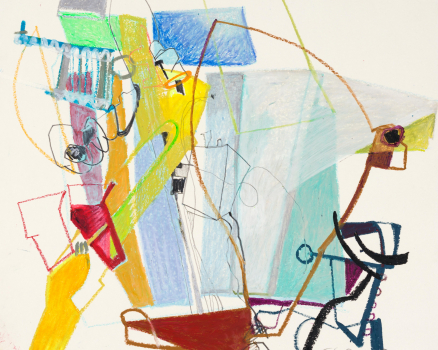 I have always found the city of Zürich incredibly serene with a stillness, almost a purity, that seems hard to match almost anywhere else in the world. I have heard some people say that this same stillness can make it seem cold and unfriendly, but I don’t agree. The warmth is everywhere around you, giving off a subtle intensity that makes you even more aware of everything that is there to be seen.
Within the Migros Contemporary Art Museum on a day with very few visitors, I found myself inside painting the blue colors, tones, and shades of the sky; the yellows and golds from the November sun; and reds of some the objects on display in the museum. It was almost as if on this day the city brought the colors in through the glazed windows, bounced them off the gray linoleum floor and white walls and then and onto my drawing hand, one by one. I was there not just as a painter, but a translator—a kind of interpreter, transforming dozens of messages being whispered through the windows and everything around me, into shapes and forms by which I was able to see, even more intensely, the warmth and beauty of the city.