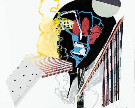 Oil pastel, collage on paper, 20 x 20 cm, 8 x 8 in.