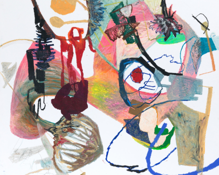 This abstract painting, created in a very buzy public square, shows the fullness of life and combines so many different moments of daily life where human beings are united in their differences.