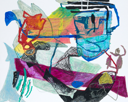 Oil pastel on paper, 70 x 70, 27.6 x 27.6 in., 2017