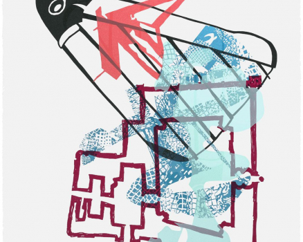 Silkscreen ink on Buetten, single work, 100 x 70 cm, 39 x 28 in., 2014