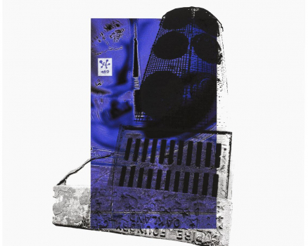 Silkscreen ink on Buetten, single work on digital photocollage, 80 x 60 cm, 31.5 x 23.6 in., 2015