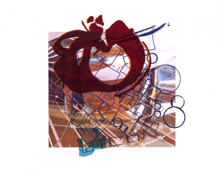 Silkscreen ink on Buetten, single work on digital photocollage, 80 x 60 cm, 31.5 x 23.6 in., 2015