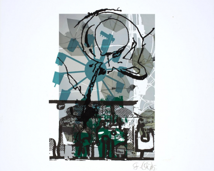 Silkscreen ink on Buetten, single work, 80 x 60 cm, 31.5 x 23.6 in., 2015